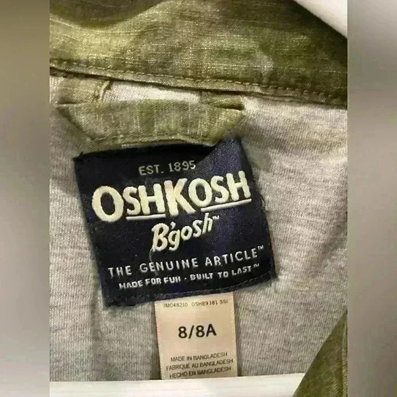 NWT OSHKOSH B’GOSH Green Camo Utility Jacket for Girls Sz 8/8A - Picture 4 of 6